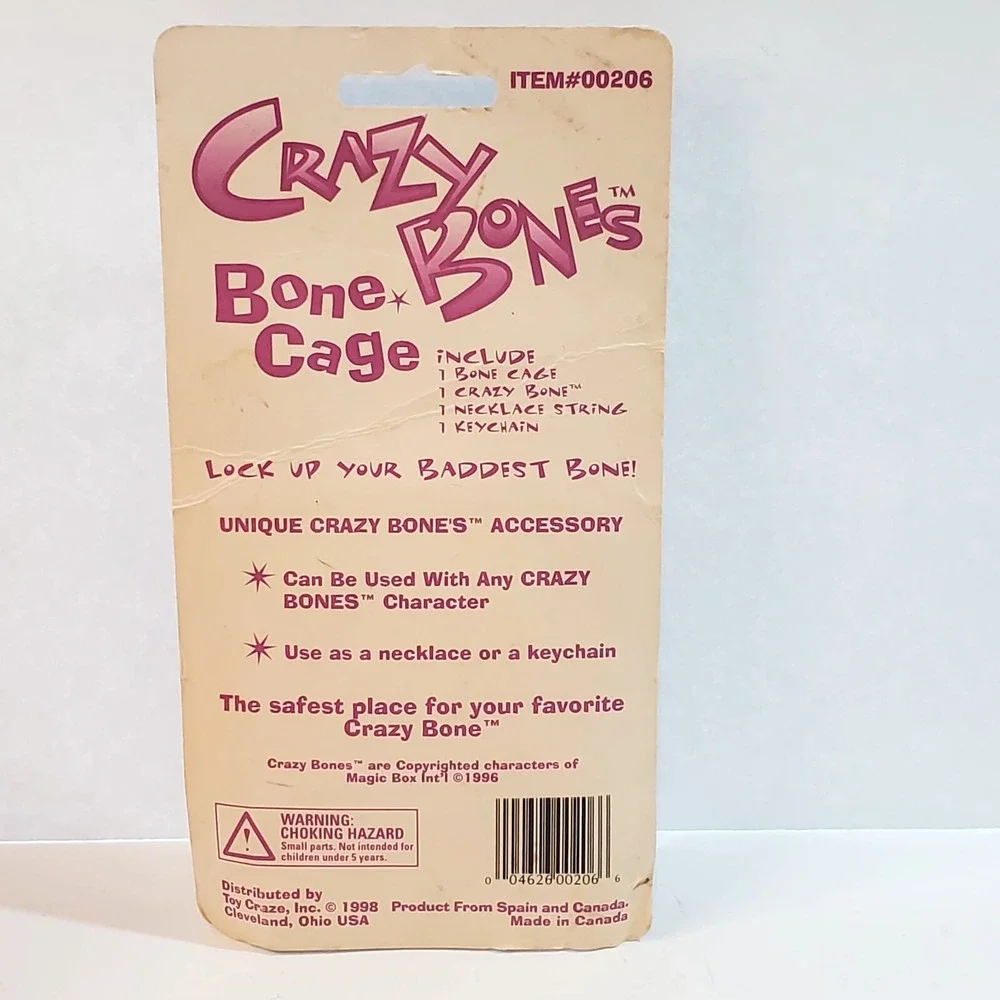 Vintage 1998 Toy Craze Inc Crazy Bones Bone Cage Green Keychain in Package - Picture 4 of 5